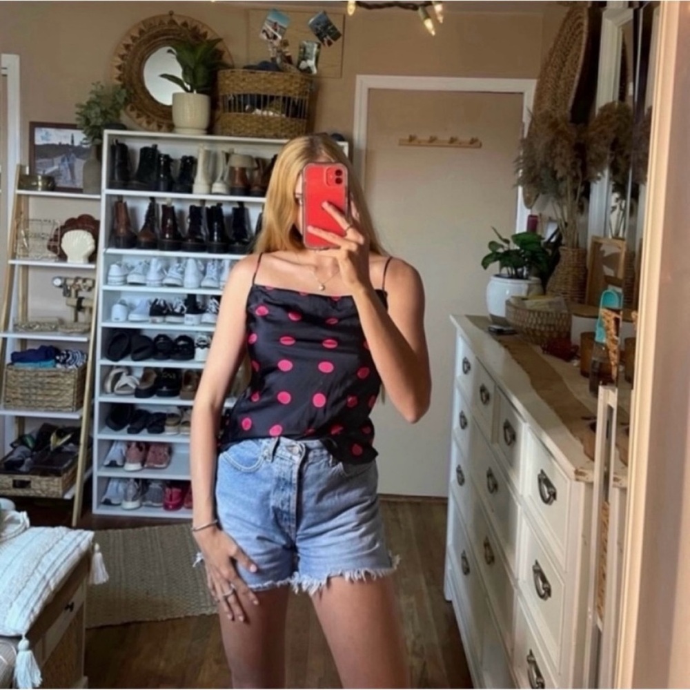 zara black and red polka dot tank top